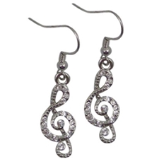 Aim Gifts AIMER400 G-Clef Rhinestone Earrings