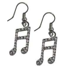 Aim Gifts AIMER401 8th Notes Rhinestone Earrings