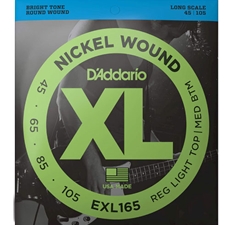 D'Addario EXL165 4 String Bass Set - Custom Light, Long Scale
