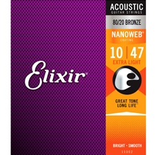 Elixir E82AN 80/20 Bronze Acoustic Guitar Strings with NANOWEB Coating