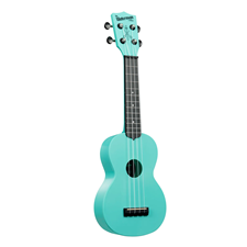 Kala KA-WMG-BL-S Waterman Beach Collection Soprano Ukulele - Aqua Mist (Glow in the Dark)