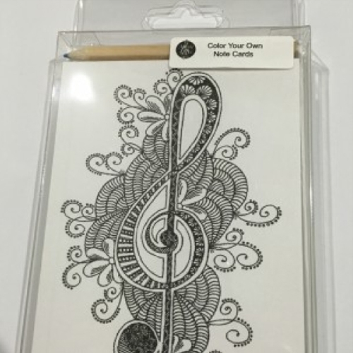 Music Gifts RBS14 Treble Clef Coloring Note Cards