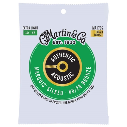 Martin MA170S 80/20 Bronze Guitar String Set - Extra Light, Silked, .010