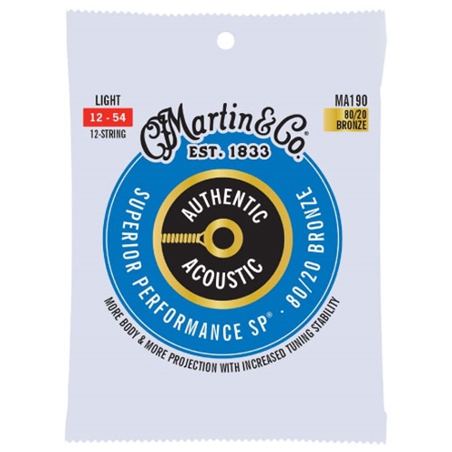 Martin MA190 80/20 Bronze 12-String Guitar String Set - Light, .012