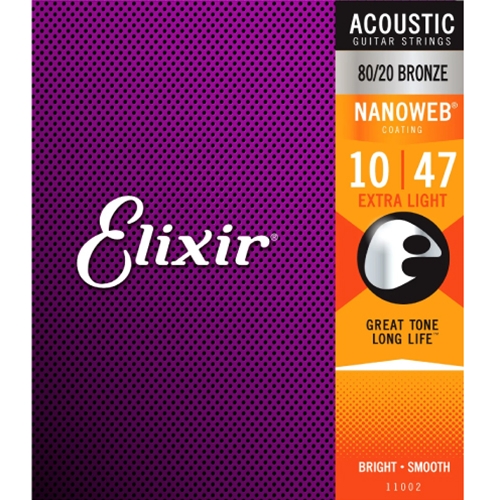 Elixir E82AN 80/20 Bronze Acoustic Guitar Strings with NANOWEB Coating