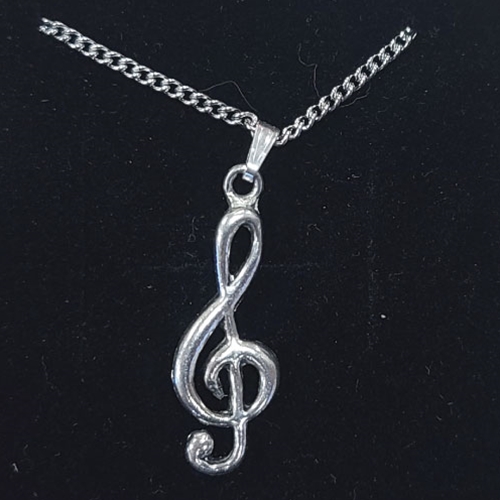 Music Gifts PP1 Treble Clef Pewter Necklace